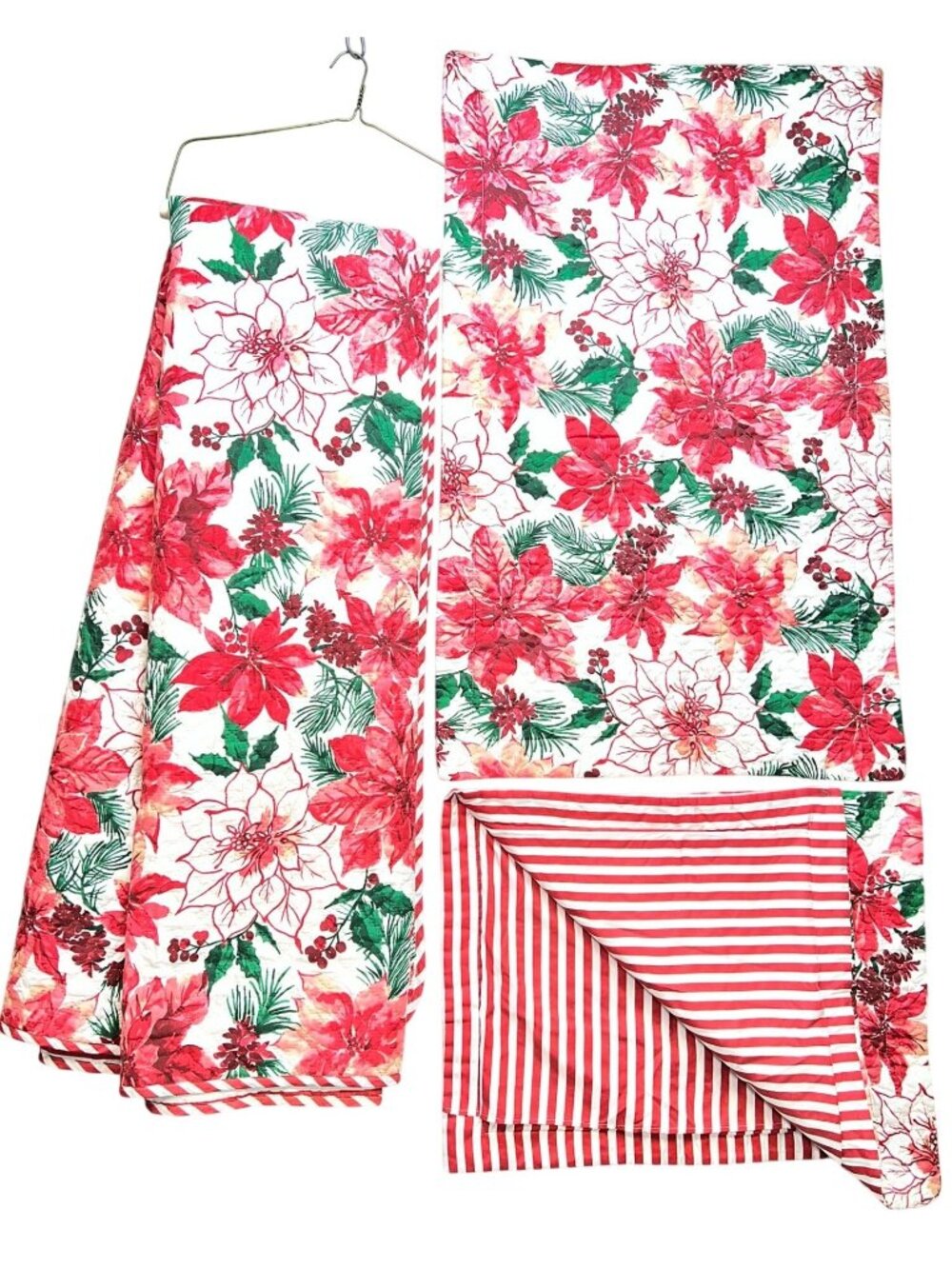 Modern Southern Home Holiday Floral Reversible Quilt Set Red Bedding